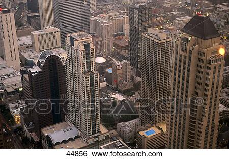 Skyscraper in city viewed from John Hancock Center, Chicago, Illinois, USA View Large Photo Image Stock Photograph - Skyscraper in city viewed from John Hancock Center, Chicago, Illinois, USA . Fotosearch