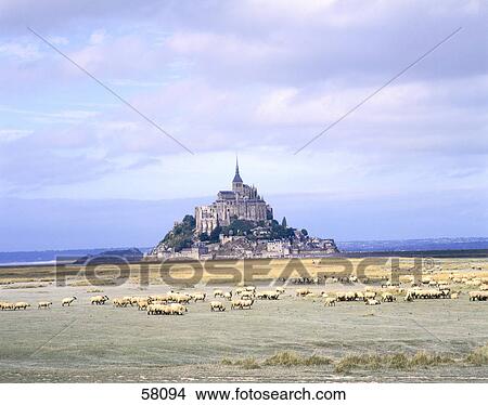 Small island at coast, Mont Saint-Michel, Normandy, France View Large Photo Image Picture - Small island at coast, Mont Saint-Michel, Normandy, France . Fotosearch