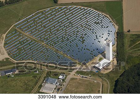 Stock Photo - Solar Powered Station, Juelich, Germany, aerial view . Fotosearch