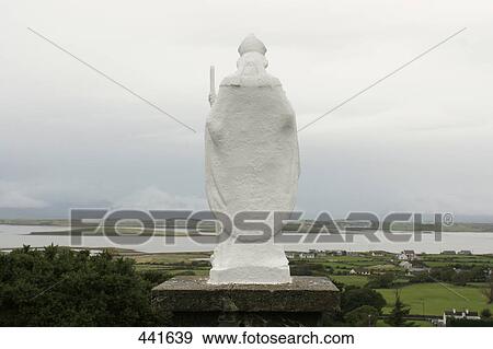 Stock Photo - St. Patrick Statue with bay in background, Clew Bay, Croagh Patrick, County Mayo, Republic of Ireland . Fotosearch