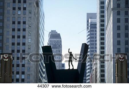 Stock Photo - Statue of at monument in city, LaSalle, Kinzie Street, Chicago, Illinois, USA . Fotosearch