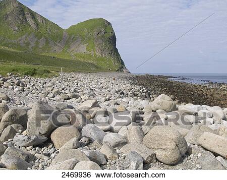 Stones on coast, Eggum, Vestvagoy Municipality, Lofoten, Nordland County, Norway View Large Photo Image Stock Photograph - Stones on coast, Eggum, Vestvagoy Municipality, Lofoten, Nordland County, Norway . Fotosearch