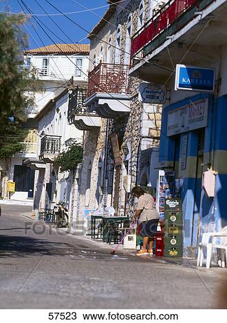 Stock Image - Store at roadside in village, Peloponnes, Greece . Fotosearch