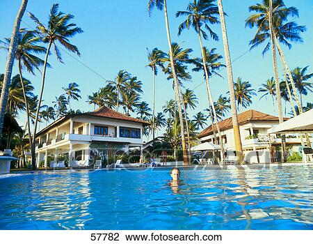 Stock Image - Swimming pool in hotel, Sri Lanka . Fotosearch