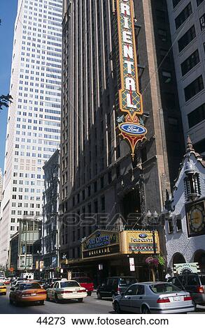 Theater building in city, Oriental Theater, State Randolph Street, Chicago, Illinois, USA View Large Photo Image Stock Image - Theater building in city, Oriental Theater, State Randolph Street, Chicago, Illinois, USA . Fotosearch