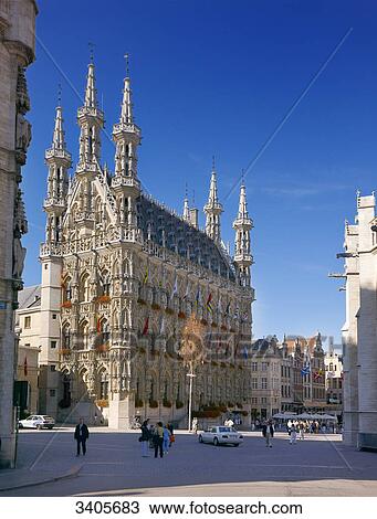 Stock Image - Town hall, Leuven, Flanders, Belgium . Fotosearch
