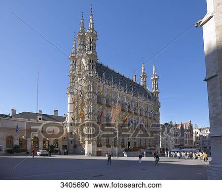 Stock Image - Town hall, Leuven, Flanders, Belgium . Fotosearch