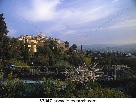 Town on a hill, Saint Paul De Vence, Provence, Cote D'Azur, France View Large Photo Image Stock Photo - Town on a hill, Saint Paul De Vence, Provence, Cote D'Azur, France . Fotosearch