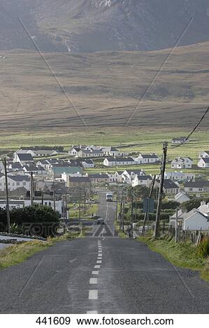 Stock Photo - Vehicles on country road, Achill Island, County Mayo, Republic of Ireland . Fotosearch