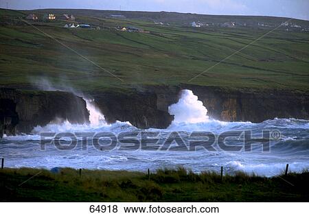 Village on coast, County Clare, Republic Of Ireland View Large Photo Image Stock Photo - Village on coast, County Clare, Republic Of Ireland . Fotosearch