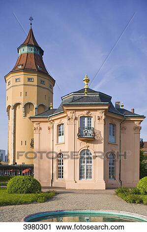 Stock Image - Water tower and Pagodenburg, Rastatt, Baden-Wuerttemberg, Germany, Europe . Fotosearch