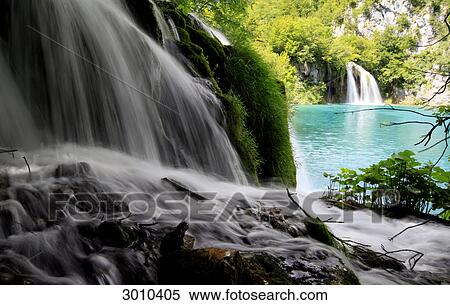 Stock Photography - Waterfalls in the Plitvice Lakes National Park, Croatia . Fotosearch