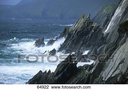 Waves crashing on rocks, Slea Head, Dingle Peninsula, County Kerry, Republic Of Ireland View Large Photo Image Stock Image - Waves crashing on rocks, Slea Head, Dingle Peninsula, County Kerry, Republic Of Ireland . Fotosearch