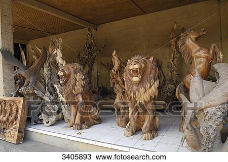 Stock Image - Wood carving, Mas, Bali, Indonesia, Asia . Fotosearch