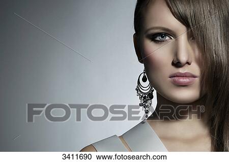 Stock Image - Young woman, portrait . Fotosearch