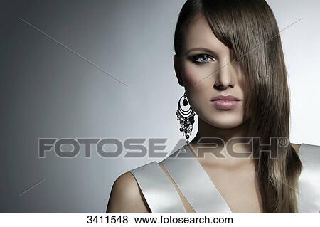 Stock Photo - Young woman, portrait . Fotosearch