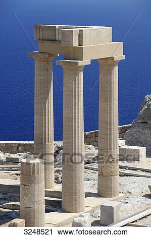 Stock Image - Acropolis of Lindos, Rhodes, Greece . Fotosearch