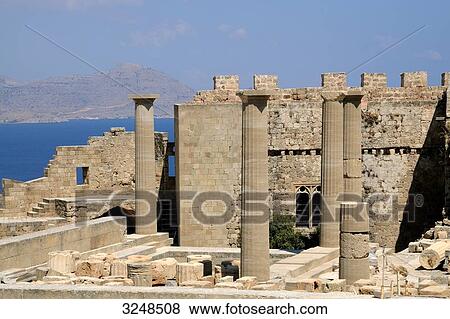 Acropolis of Lindos, Rhodes, Greece View Large Photo Image Stock Photo - Acropolis of Lindos, Rhodes, Greece . Fotosearch