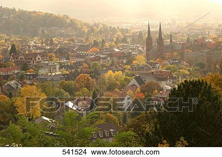 Picture - Aerial view of town, Freiburg Im Breisgau, Germany . Fotosearch