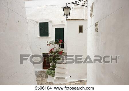 Alley in Locorotondo, Italy View Large Photo Image Picture - Alley in Locorotondo, Italy . Fotosearch