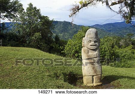 Ancient sculpture on grassy landscape, Colombia View Large Photo Image Stock Image - Ancient sculpture on grassy landscape, Colombia . Fotosearch