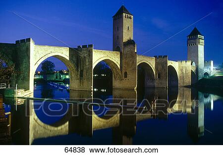 Arch bridge over river, Valentre Bridge, Cahors, Lot, Midi Pyrenees, France View Large Photo Image Stock Photo - Arch bridge over river, Valentre Bridge, Cahors, Lot, Midi Pyrenees, France . Fotosearch