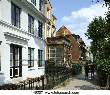 Buildings along street, Hamburg, Germany View Large Photo Image Stock Photo - Buildings along street, Hamburg, Germany . Fotosearch