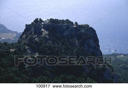 Castle on rock formation, Kastro Monolithos, Monolithos, Rhodes, Dodecanese Islands, Greece View Large Photo Image Stock Photo - Castle on rock formation, Kastro Monolithos, Monolithos, Rhodes, Dodecanese Islands, Greece . Fotosearch