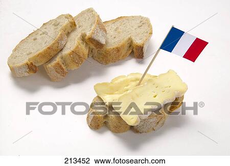 Stock Image - cheese on baguette, full shot . Fotosearch