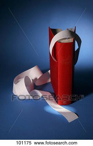 Close-up of book and adding machine tape View Large Photo Image Stock Photography - Close-up of book and adding machine tape . Fotosearch