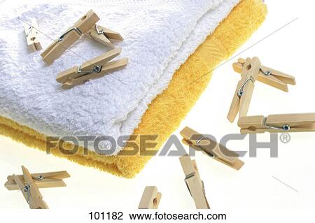 Close-up of clothespins on towels View Large Photo Image Stock Image - Close-up of clothespins on towels . Fotosearch