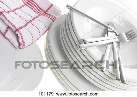 Close-up of fork and table knife on plates with napkin View Large Photo Image Stock Photo - Close-up of fork and table knife on plates with napkin . Fotosearch