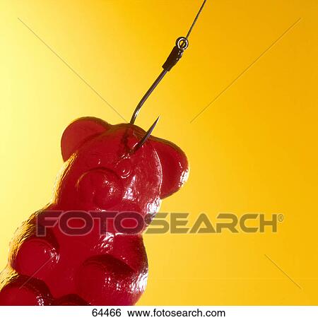 Close-up of gummy bear on fishing hook View Large Photo Image Stock Photograph - Close-up of gummy bear on fishing hook . Fotosearch