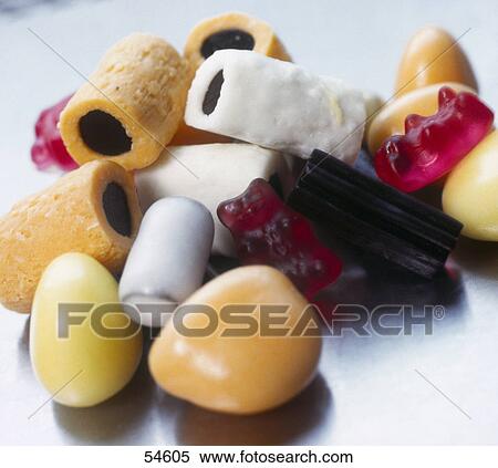 Close-up of gummy bears and liquorice candies View Large Photo Image Stock Photography - Close-up of gummy bears and liquorice candies . Fotosearch