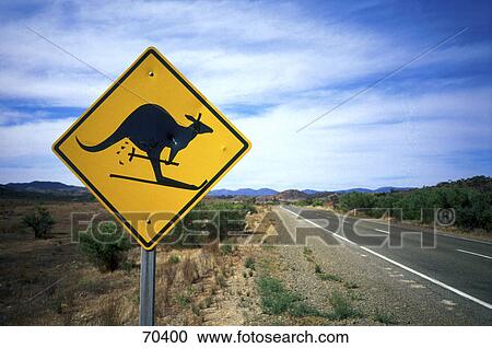 Close-up of kangaroo crossing sign View Large Photo Image Stock Image - Close-up of kangaroo crossing sign . Fotosearch