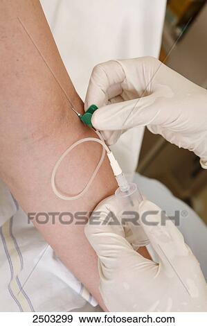 Close-up of person's hands inserting needle on patient's arm View Large Photo Image Stock Photo - Close-up of person's hands inserting needle on patient's arm . Fotosearch