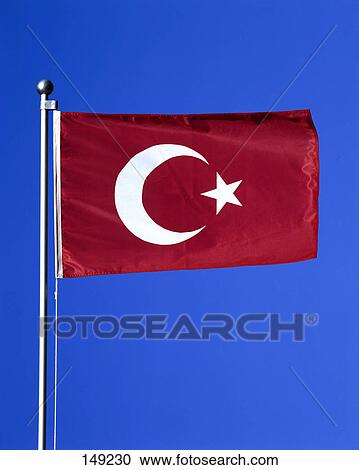 Stock Image - Close-up of Turkish flag . Fotosearch