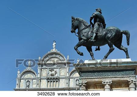 Stock Photo - Colleoni Statue und Scuelo Grande di San Marco, Campo Santi Giovanni i Paolo, Venice, Italy, Europe . Fotosearch
