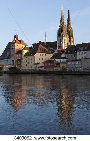 Danube River and old town of Regensburg, Germany View Large Photo Image Stock Image - Danube River and old town of Regensburg, Germany . Fotosearch