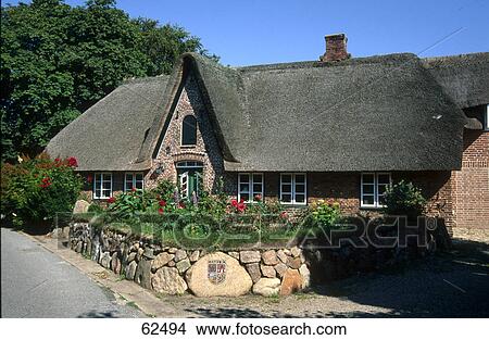 Picture - Facade of house, Sylt, Schleswig-Holstein, Germany, Europe . Fotosearch