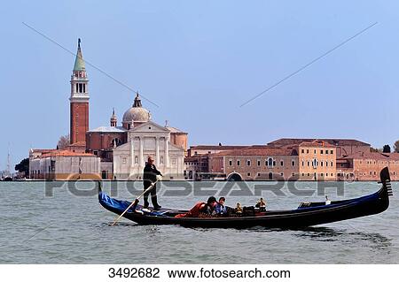Stock Image - Gondola on the Canal Grande, Venice, Italy, Europe . Fotosearch