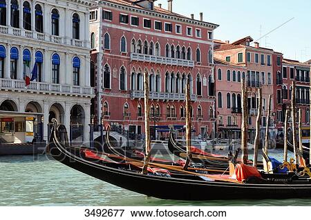 Gondolas on Canal Grande, Venice, Italy, Europe View Large Photo Image Stock Photo - Gondolas on Canal Grande, Venice, Italy, Europe . Fotosearch