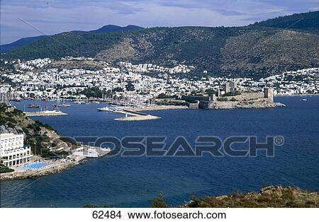 High angle view of castle and cityscape, Bodrum, Turkey, Europe View Large Photo Image Picture - High angle view of castle and cityscape, Bodrum, Turkey, Europe . Fotosearch