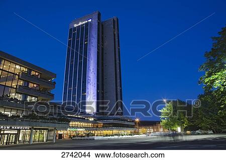 Hotel building against dusky sky, Radisson Hotel, Hamburg, Germany View Large Photo Image Picture - Hotel building against dusky sky, Radisson Hotel, Hamburg, Germany . Fotosearch