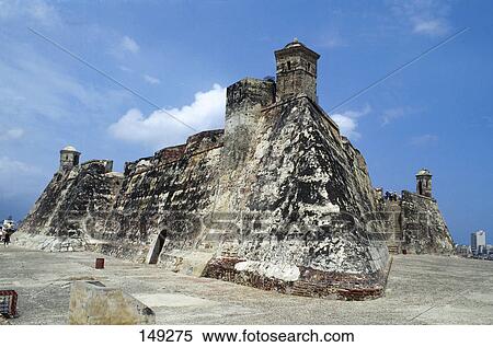 Low angle view of castle, Castillo De San Felipe De Barajas, Cartagena, Colombia View Large Photo Image Stock Photography - Low angle view of castle, Castillo De San Felipe De Barajas, Cartagena, Colombia . Fotosearch