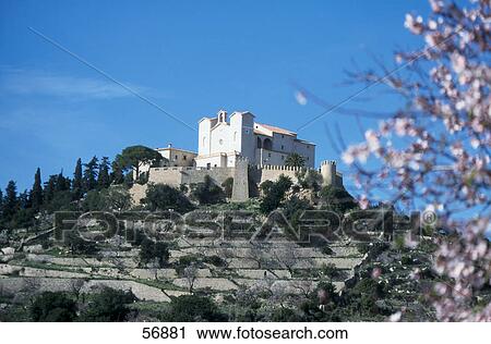Stock Image - Low angle view of church, Mallorca, Balearic Islands, Spain, Europe . Fotosearch