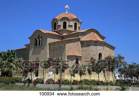 Low angle view of orthodox church, St. Nektarios Church, Faliraki, Rhodes, Dodecanese Islands, Greece View Large Photo Image Picture - Low angle view of orthodox church, St. Nektarios Church, Faliraki, Rhodes, Dodecanese Islands, Greece . Fotosearch