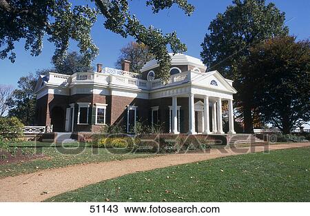 Mansion with trees in field, Thomas Jefferson's Monticello, Charlottesville, Virginia, USA View Large Photo Image Stock Image - Mansion with trees in field, Thomas Jefferson's Monticello, Charlottesville, Virginia, USA . Fotosearch