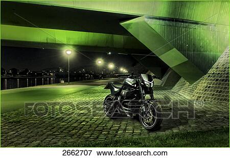 Motorbike parked at roadside View Large Photo Image Stock Photo - Motorbike parked at roadside . Fotosearch