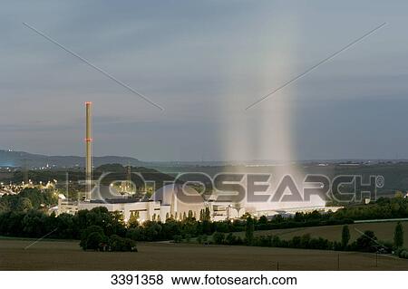 Stock Photo - Neckarwestheim Nuclear Power Plant, Germany, elevated view . Fotosearch